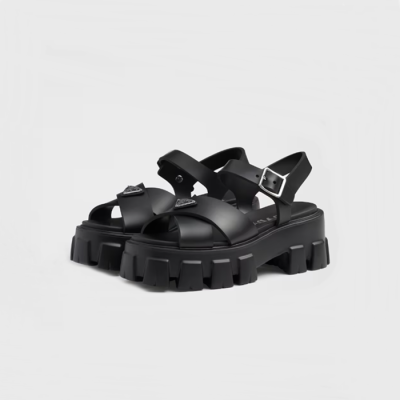 프라다 여성 블랙 모놀리스 러버 샌들 - Prada Womens Black Sandals - prs660x