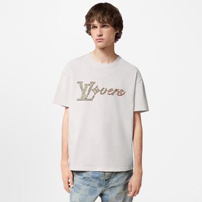 루이비통 남성 화이트 반팔 티셔츠 - Louis vuitton Mens White Tshirts - lvc967x