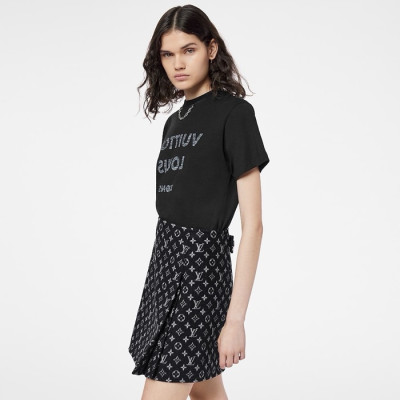 루이비통 여성 블랙 반팔티 - Louis vuitton Womens Black Tshirts - lvc976x