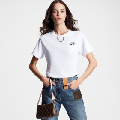 루이비통 여성 화이트 반팔 티셔츠 - Louis vuitton Womens White Tshirts - lvc978x