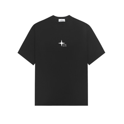 스톤아일랜드 남성 블랙 반팔 티셔츠 - Stone Island Mens Black Tshirts - stc1004x