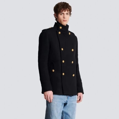 발망 남성 블랙 코트 - Balmain Mens Black Coats - bac1040x