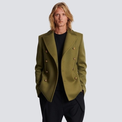 발망 남성 그린 코트 - Balmain Mens Green Coats - bac1041x