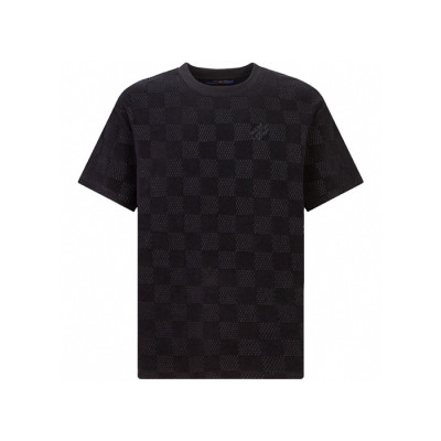 루이비통 남성 블랙 반팔 티셔츠 - Louis vuitton Mens Black Tshirts - lvc1174x