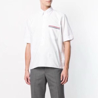 톰브라운 남성 반팔 화이트 셔츠 - Thom Browne Mens White Dress Shirts - thc1242x