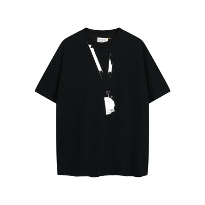 메종 마르지엘라 남성 블랙 반팔 티셔츠 - Maison Margiela Mens Black Tshirts - mac1800x