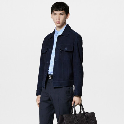 루이비통 남성 가죽 자켓 - Louis vuitton Mens Blue Jackets - lvc1968x