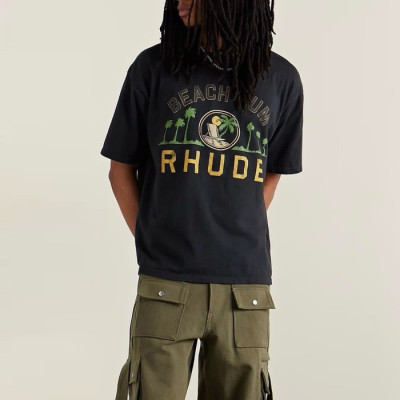 루드 남성 블랙 반팔티 - Rhude Unisex Black Tshirts - rhc2026x