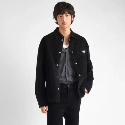 프라다 남성 골덴 아웃웨어 - Prada Mens Black Outerwear - prc2293x