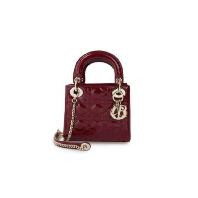 디올 여성 체리 레드 페이턴트 까나쥬 레이디백 미니 - Dior Cherry Patents Cannage Dama Mini Bag- di2595z