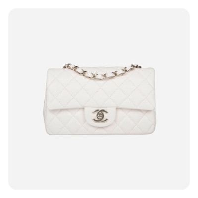 샤넬 뉴미니 플랩백 화이트 실버 - Chanel Nu Mini Torre Handle Lambskin Bag - ch2648z