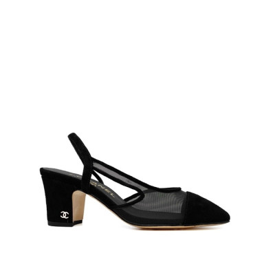 샤넬 여성 미들힐 슬링백 - Chanel Womens Black Slingback - chs1432x